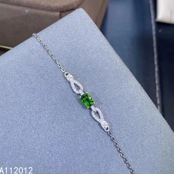 KJJEAXCMY fin nakit S925 srebra umetnut prirodnim Диопсидом Djevojka novi luksuzni ručni Narukvica Podrška test Kineski stil