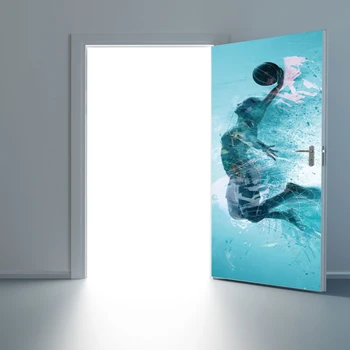samoljepljive 3D slike pozadina umjetničke naljepnice za zid leteći dunk košarka kreativna vrata naljepnice dnevni boravak dekor kupatilo