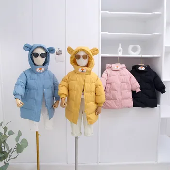 Dječja odjeća Zimska Odjeća sa Pamučnom Postavom Za djevojčice i dječake Dugu Jaknu sa Pamučnom Postavom Za Djecu u Korejskom Stilu Slatka Dječja Odjeća