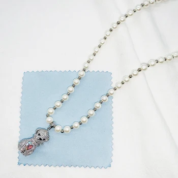 Moda 925 sterling srebra cirkonij slatka pas biserna ogrlica za žene aurora dragulj životinja privjesak ključne kosti lanca nakit