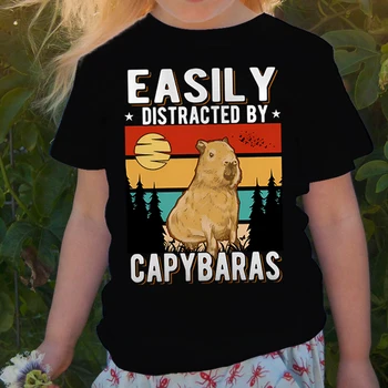 Lako omesti na majicu s likom Capybaras, odjeća, dječje majica okruglog izreza, odjeća s likom Capybaras, majice sa životinjama za djevojčice i dječake