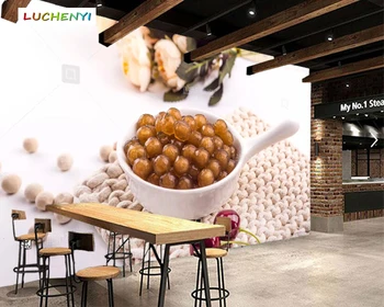 Papel de parede prilagođene smeđa biseri 3d desktop slike, restoran sok kava shop kuhinja s blagovaonicom tapete naljepnice