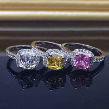 Tri boje Ženske S925 srebra 5a CZ Crystal Kamen Vjenčano Prstenje Prst Dizajner inspirirao Veličine SAD 5,6,7,8,9,10