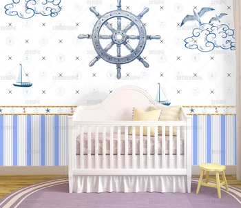 Bakal 3D Morske Naljepnice za Zid za Dječju Sobu Izmjenjivi DIY plavi bijeli brod 3D Desktop freske za Dječje Spavaće sobe Dekor