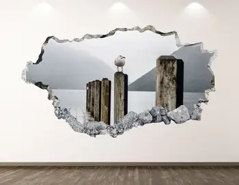 Natpis Na Zidu u obliku Galebovi - Mol Magla Magla 3D Razbili Zidni Umjetnička Oznaka Dekor Dječje Sobe Vinil Home Plakat Personalizirani Poklon KD168