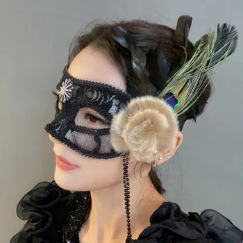 Maska Cosplay Pero Seksi Čipke Ženske Maske Maskenbal Halloween Princeza Vintage Maska Na Pola Lica Rezultat College