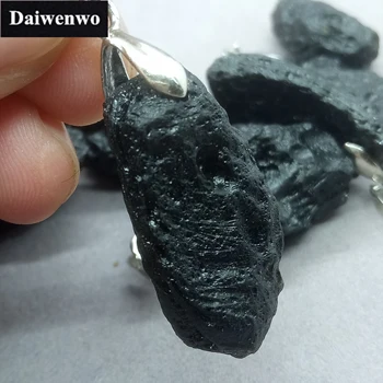 Prirodni pada Kamen Crni Meteorit Аэролит Privjesak Diy za Ogrlica