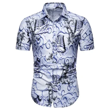 Havajske Košulje Za Muškarce, Ljetna Bluza sa po cijeloj površini, Moderan Muški Top Kratkih Rukava, Plaža Muška Odjeća Vanjska Odjeća