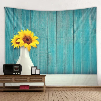 Drvena ploča ukras vaze suncokreta ispis polyester tapiserija rugati rotirajući tkanina može biti postavljena direktno iz tvornice