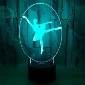 Poklon Balet Šarene Usb 3d Vizualni Lampe veleprodaja Tvornice Lampe za 7 promjena boje Tablica Moderna 3d Noćna lampa